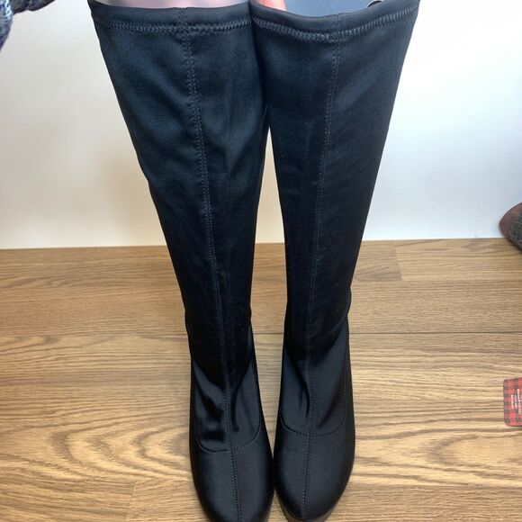 Colin Stuart Womens Sz 7.5 Platform Wedge Heel with Stretch Calf High Boot Black - Picture 9 of 12